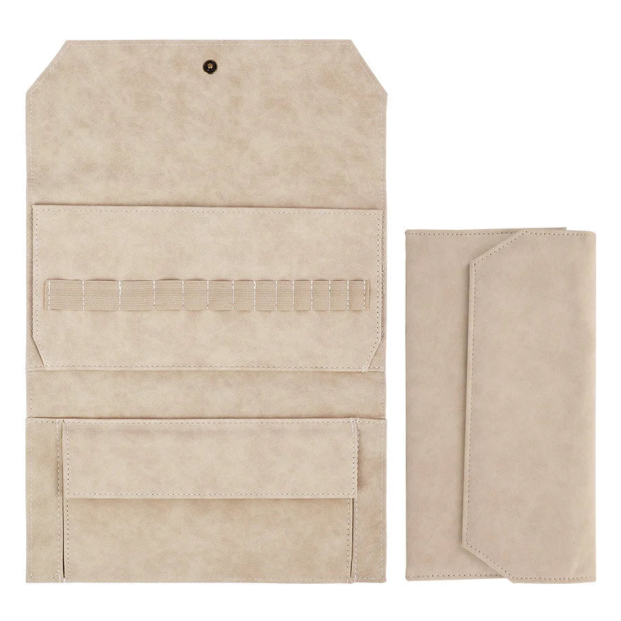 Khaki Crochet Accessories Storage Pouch - Soft Leatherette