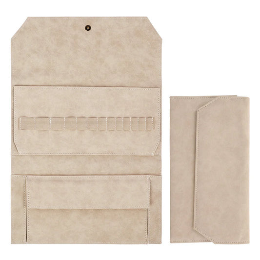 Khaki Crochet Accessories Storage Pouch - Soft Leatherette