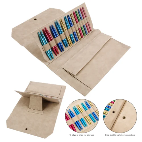 Khaki Crochet Accessories Storage Pouch - Soft Leatherette