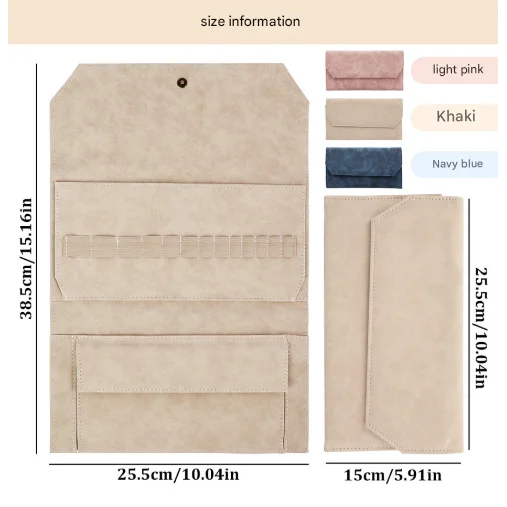 Khaki Crochet Accessories Storage Pouch - Soft Leatherette