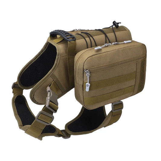 Khaki Dog Tactical Backpack Harness - Adjustable Outdoor