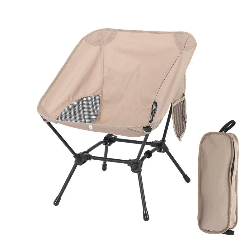Khaki Lightweight Portable Camping Chair - Adjustable