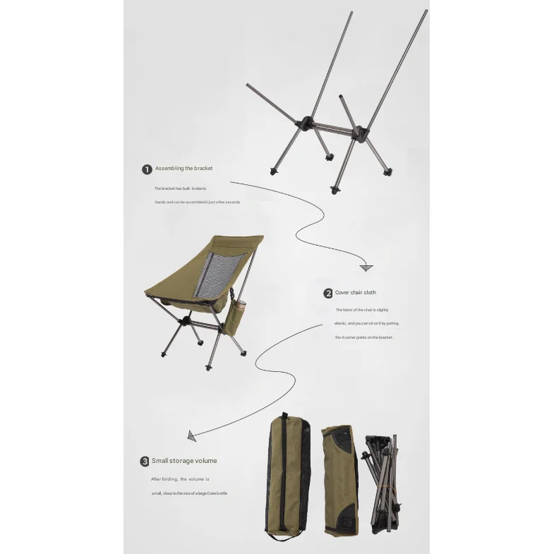 Khaki Lightweight Portable Folding Camping Chair