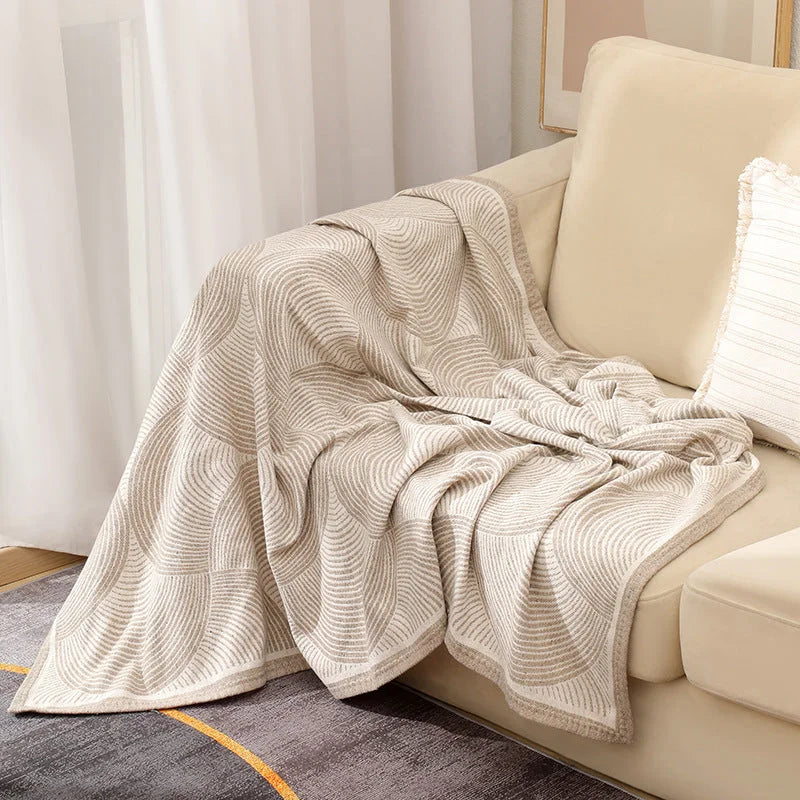 Khaki Luxurious Paisley Jacquard Throw Blanket - Soft Wool
