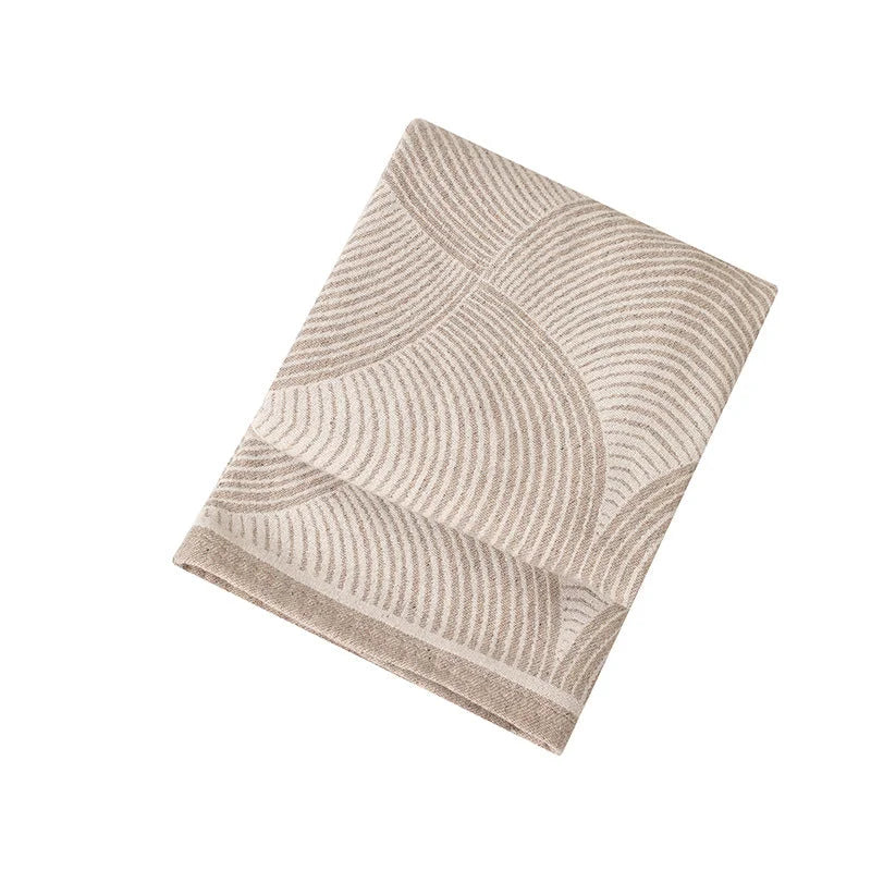 Khaki Luxurious Paisley Jacquard Throw Blanket - Soft Wool