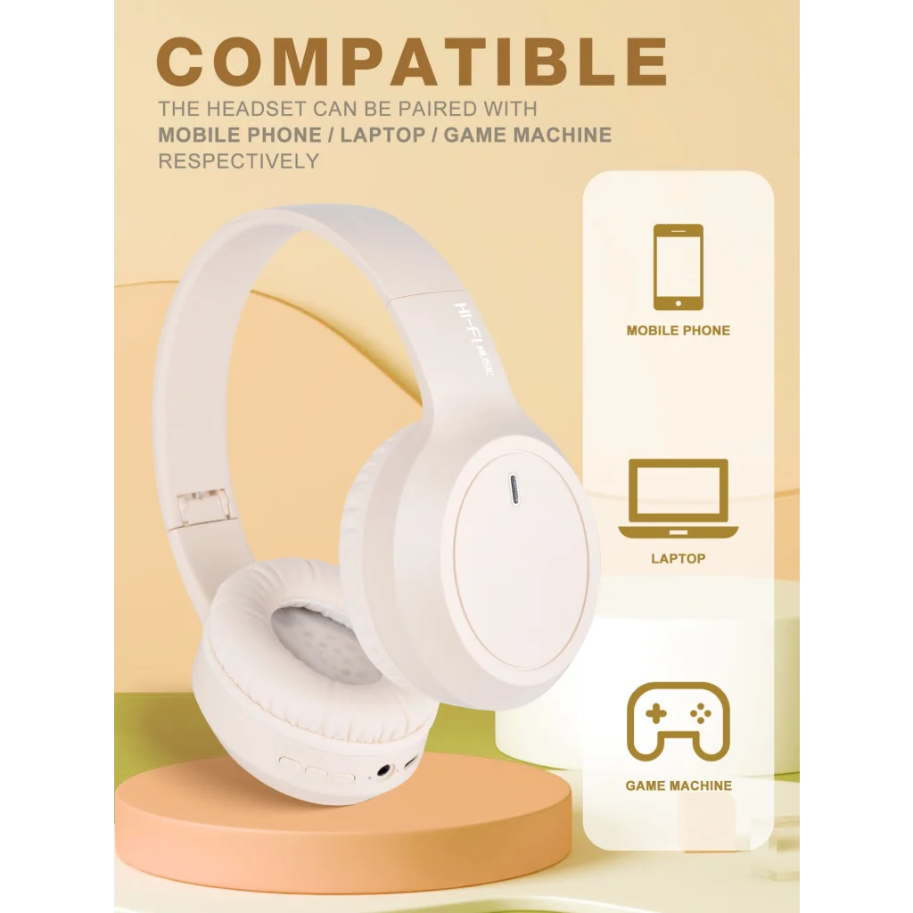 Khaki Over-Ear Wireless Headphones - Immersive Sound 360°