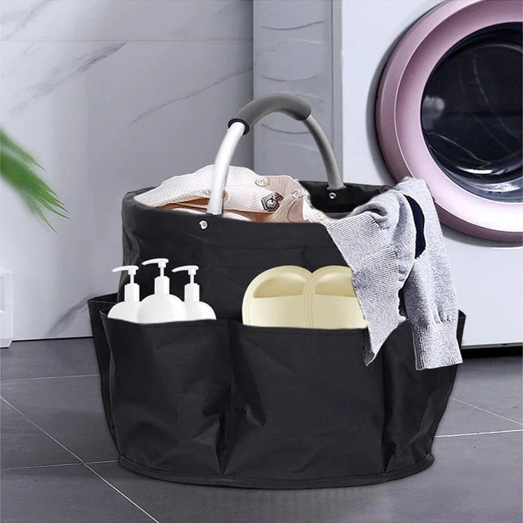 Khaki Portable Picnic Basket Foldable Outdoor Beach Basket