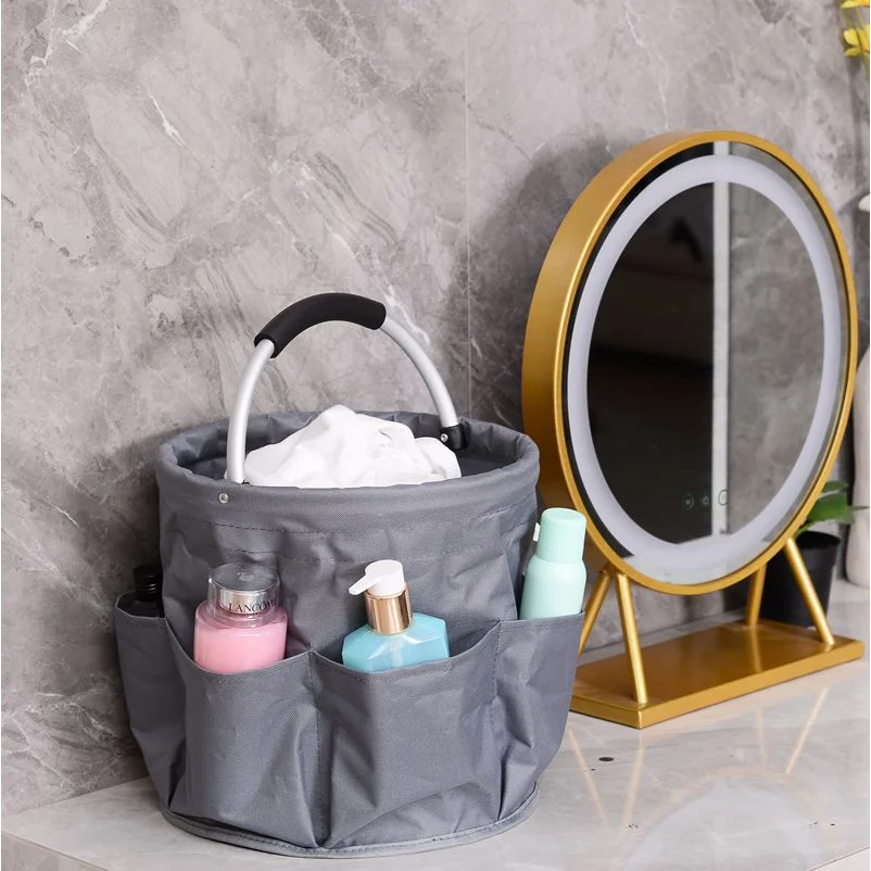 Khaki Portable Picnic Basket Foldable Outdoor Beach Basket