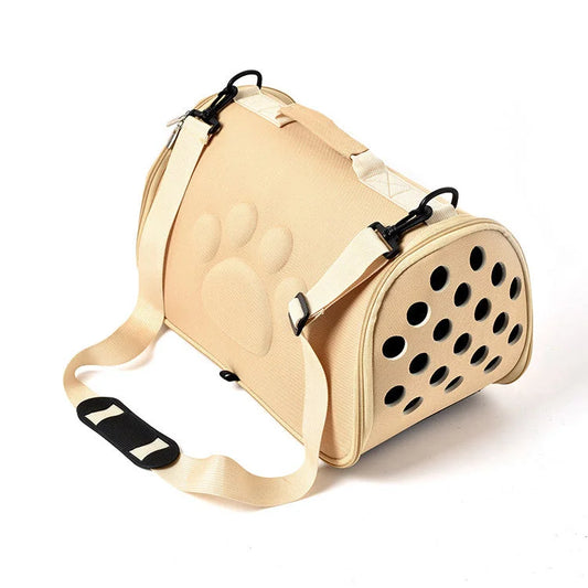 Khaki Stylish EVA Pet Carrier Bag - Lightweight Portable &