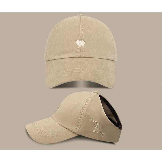 Khaki Stylish Ponytail Opening Baseball Cap - Have a Nice