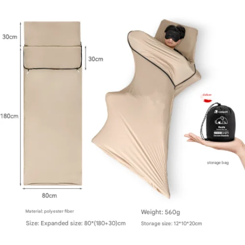 Khaki Ultra-Stretch Sleeping Bag Liner - Portable &
