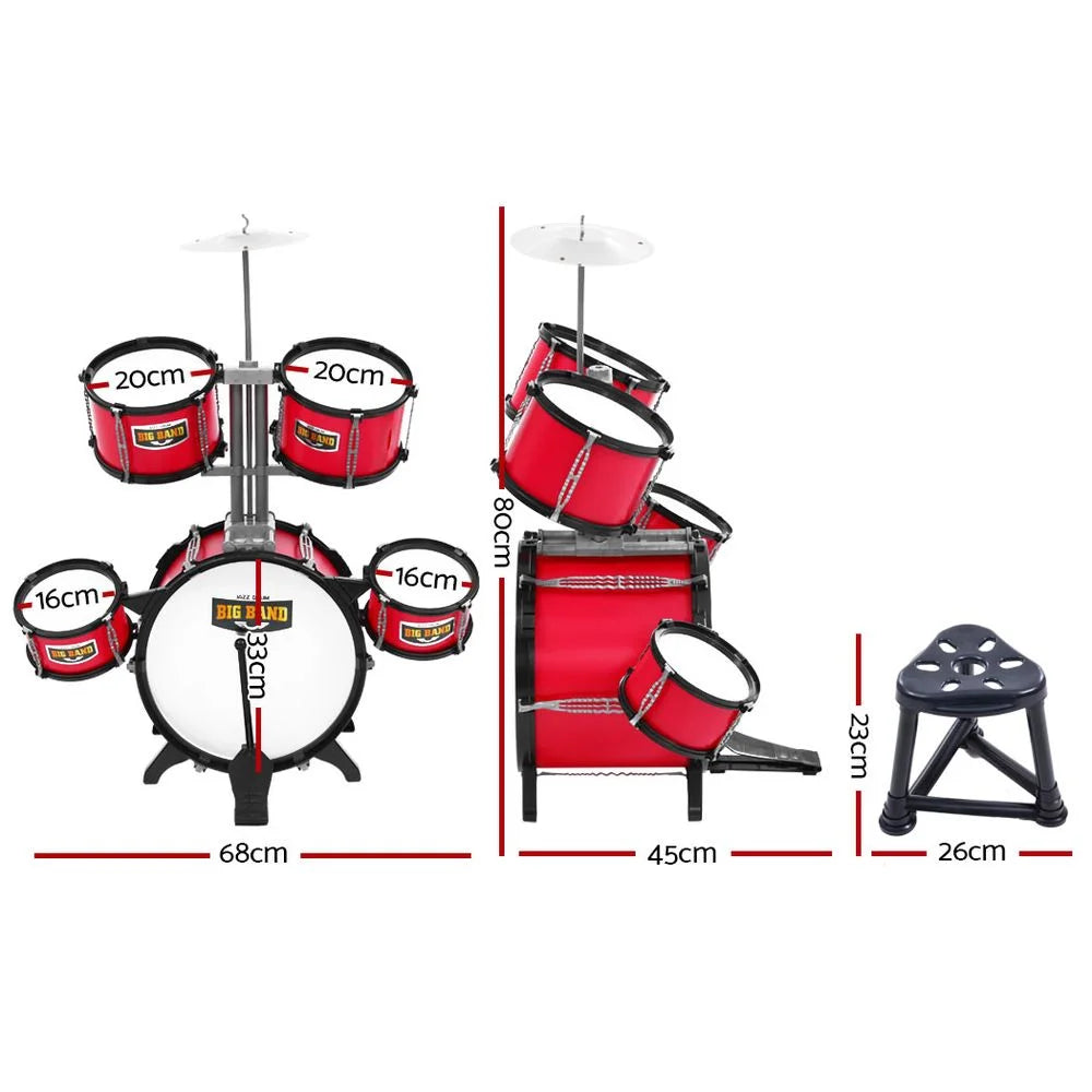 Kids 7 Drum Set Junior Drums Kit Musical Play Toys