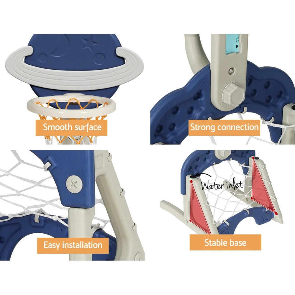 Kids Basketball Hoop Stand Adjustable 6-in-1 Sports Center