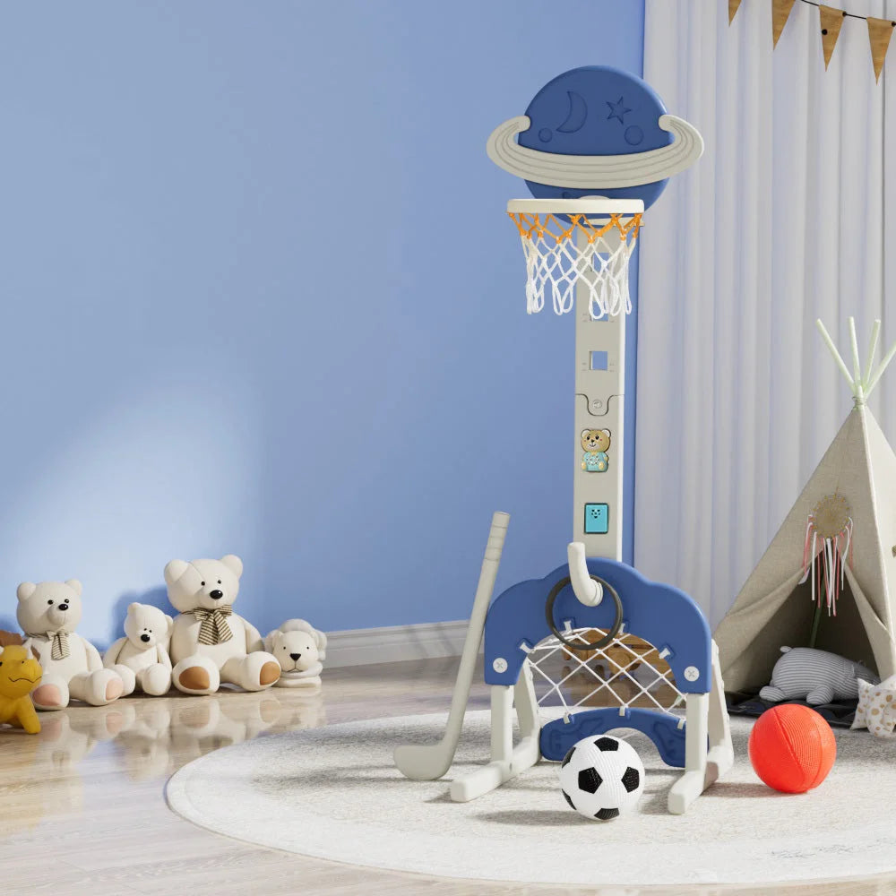 Kids Basketball Hoop Stand Adjustable 6-in-1 Sports Center