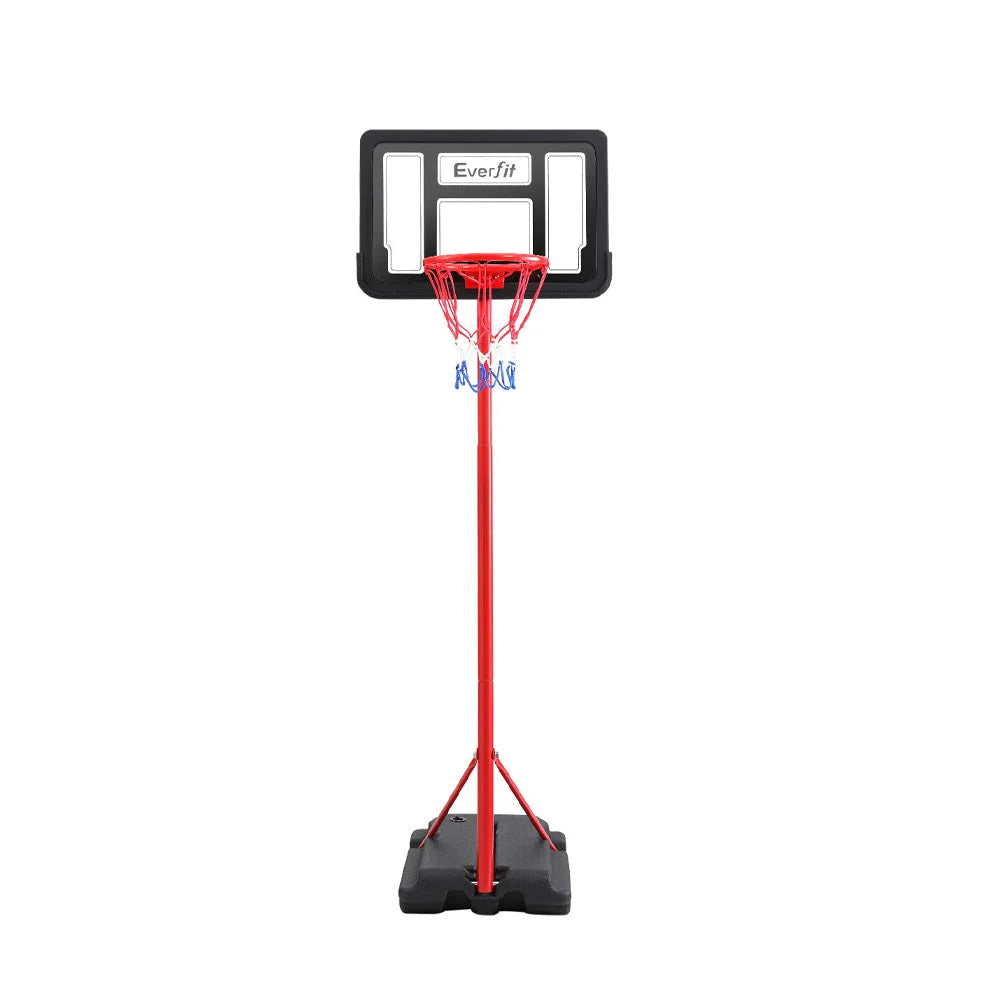6m basketball hoop stand with tiered shelves and metal supports