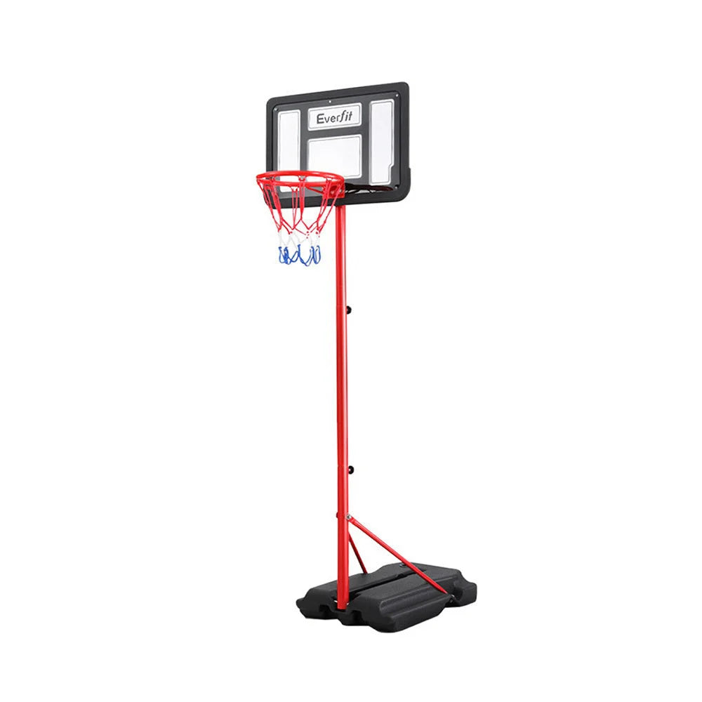 Basketball hoop stand with clear colour, fittings and storage pieces