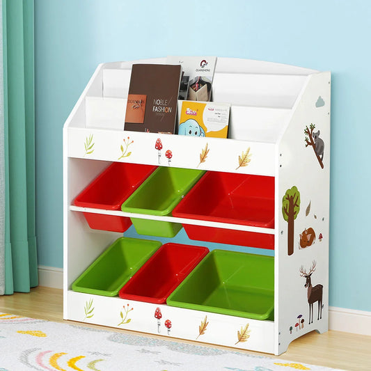 Kids Bookshelf 3 Tiers Storage Bookcase Toy Box Organizer