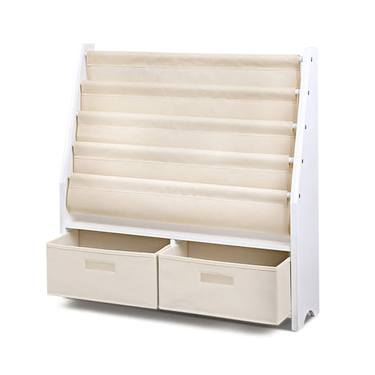 Kids Bookshelf 4-Tier Wooden Toy Organizer Display Rack