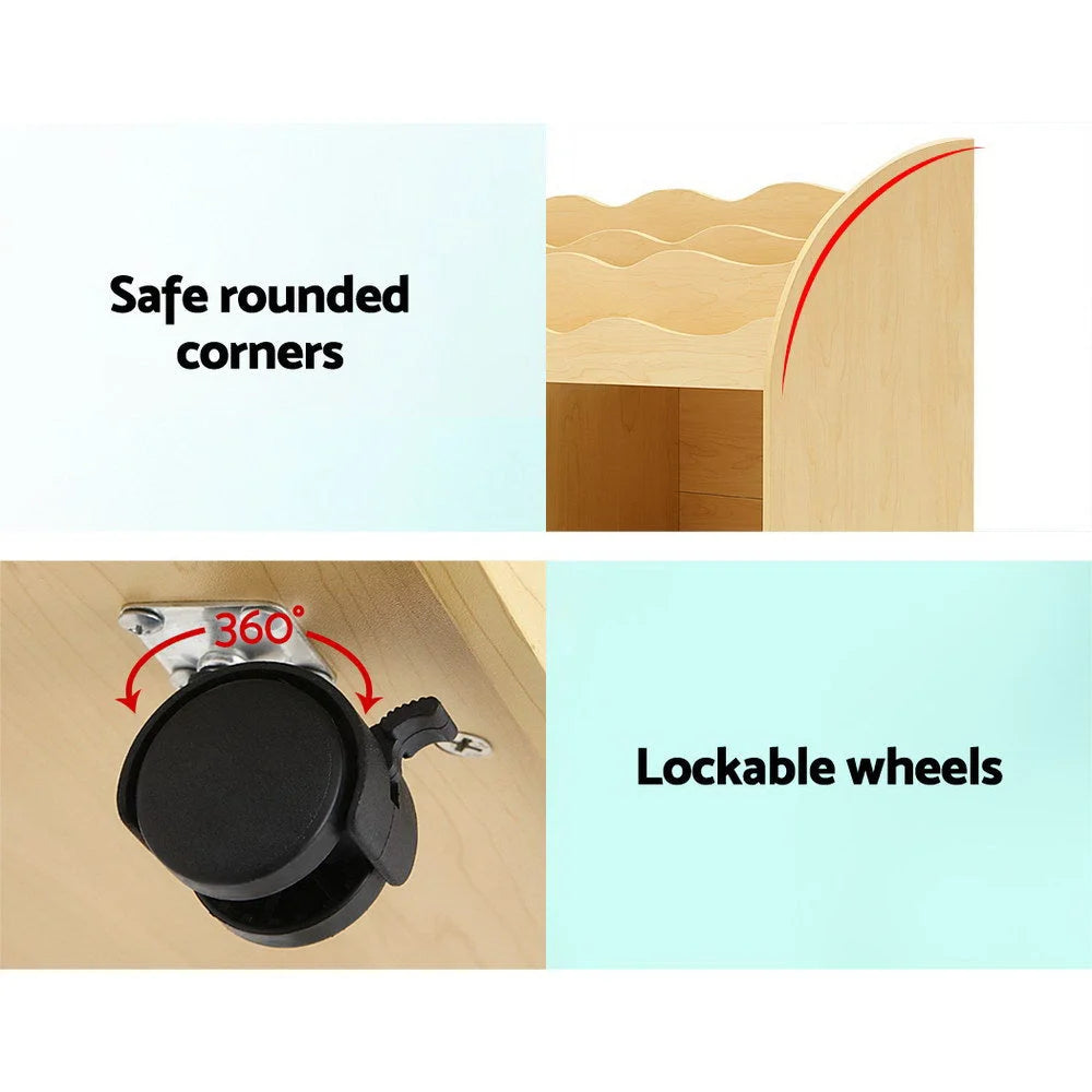 Kids Bookshelf Storage 3 Tiers Bookcase Toy Box Organizer