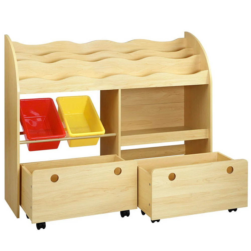 Kids Bookshelf Storage 3 Tiers Bookcase Toy Box Organizer