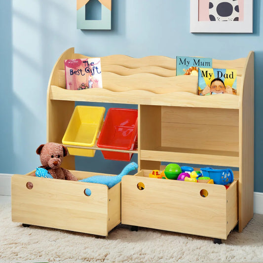 Kids Bookshelf Storage 3 Tiers Bookcase Toy Box Organizer