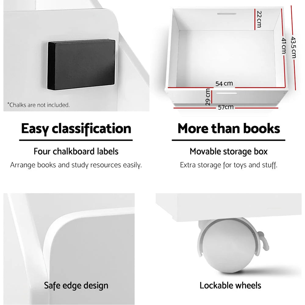 Bookshelf with storage tiers organizer bookcase