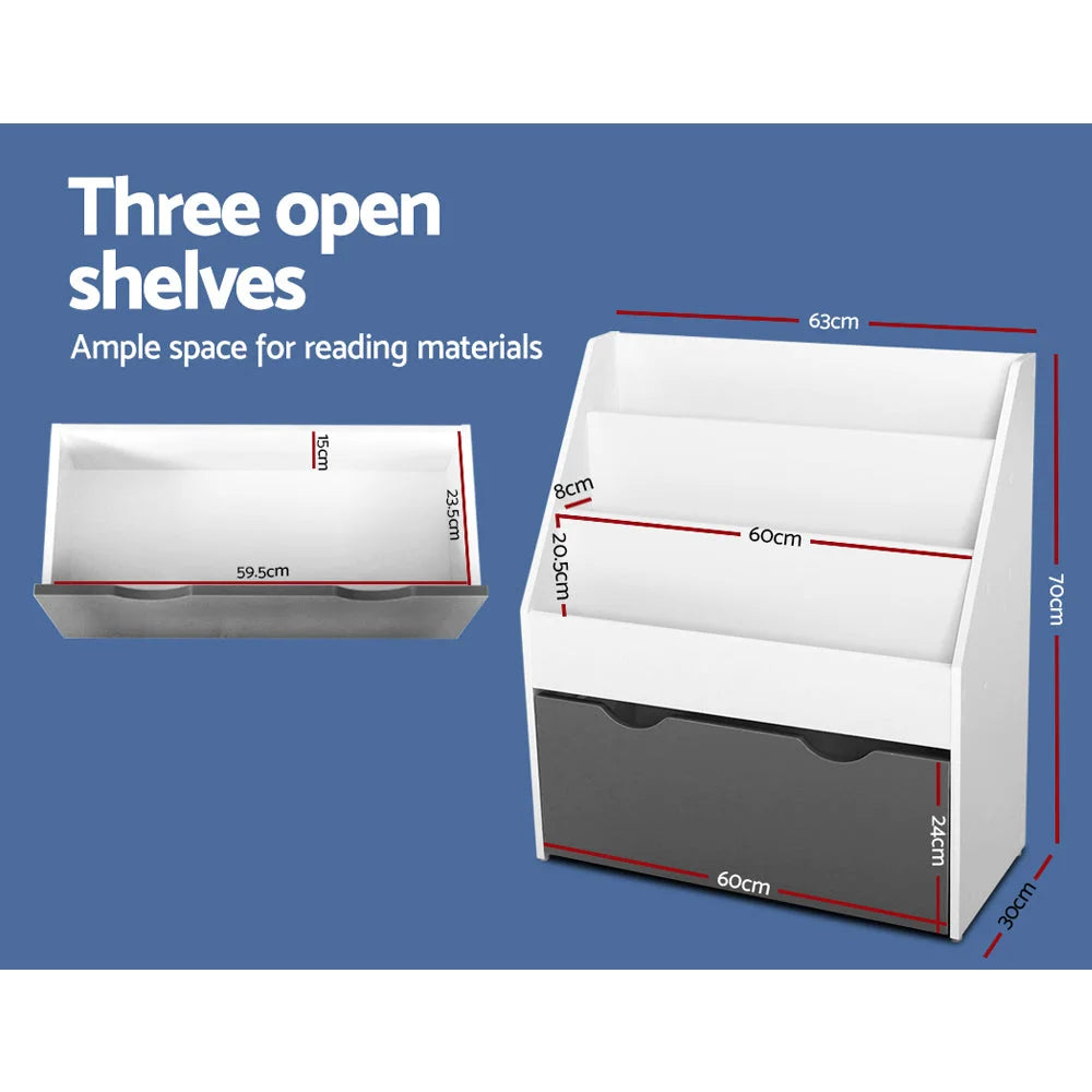 Kids Bookshelf Wooden Childrens Bookcase Storage Organiser