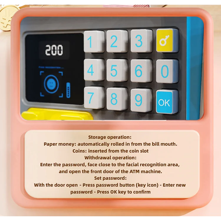 Kids Electronic ATM Piggy Bank with Simulated Facial