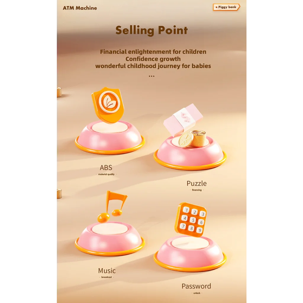 Kids Electronic ATM Piggy Bank with Simulated Facial