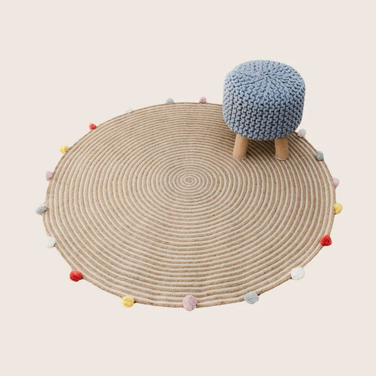 Kids Hand Knitted Cotton Braided Foot Rest Sitting Stool