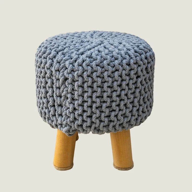 Kids Hand Knitted Cotton Braided Foot Rest Sitting Stool