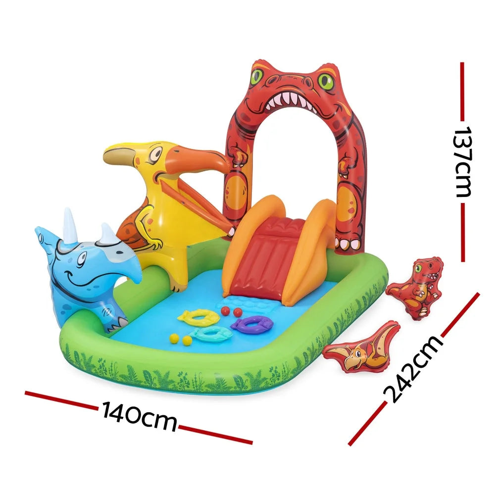 Kids Inflatable Play Splash Pool with Slide Ball Tossing