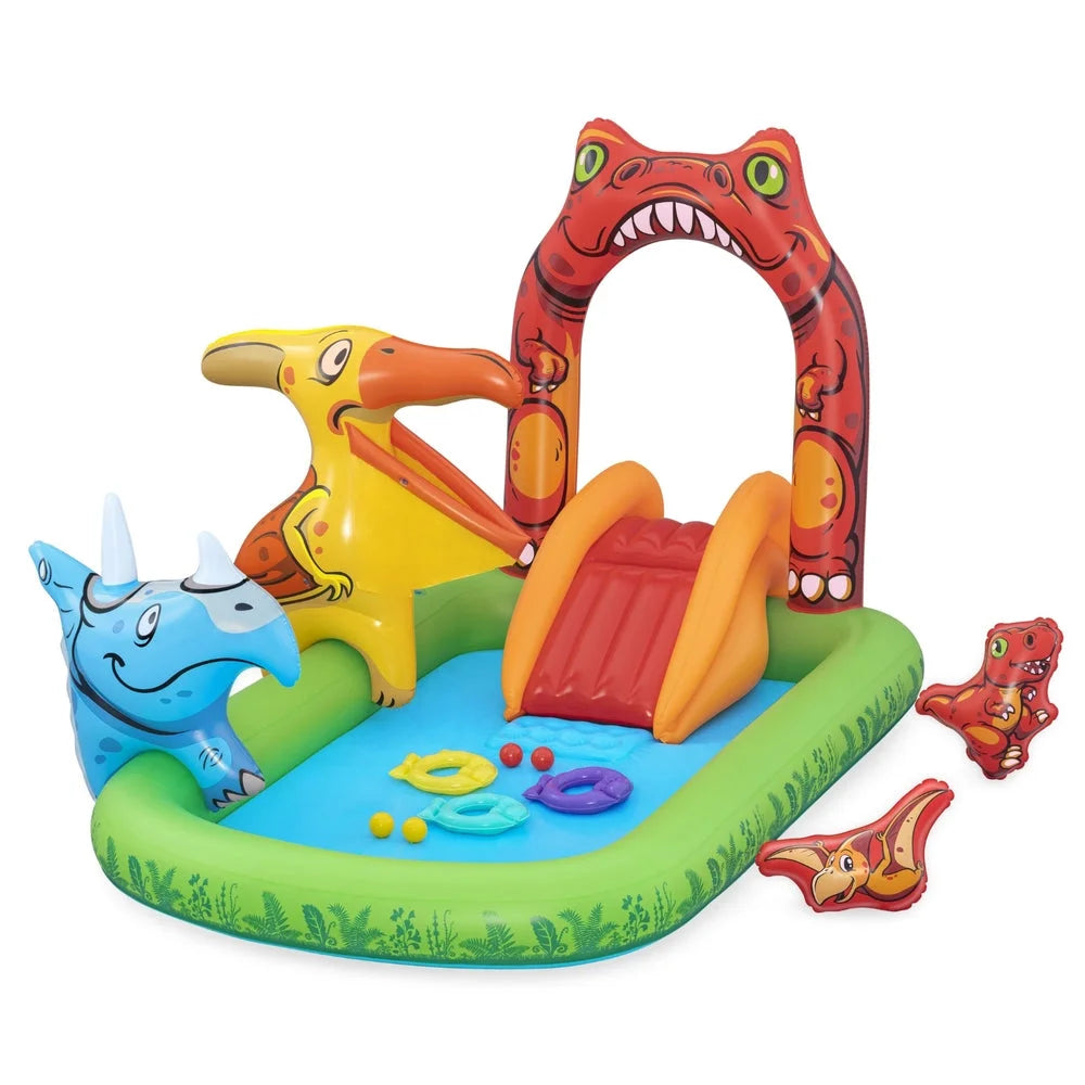 Kids Inflatable Play Splash Pool with Slide Ball Tossing