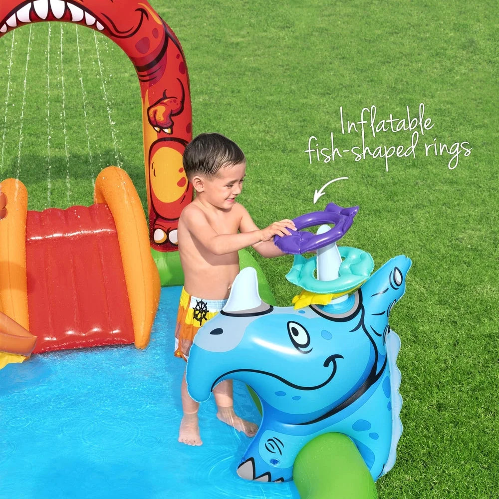 Kids Inflatable Play Splash Pool with Slide Ball Tossing