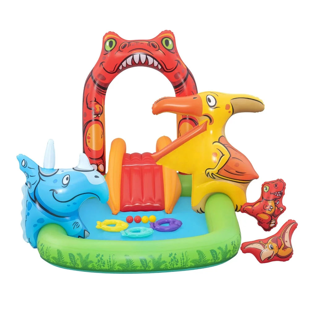 Kids Inflatable Play Splash Pool with Slide Ball Tossing