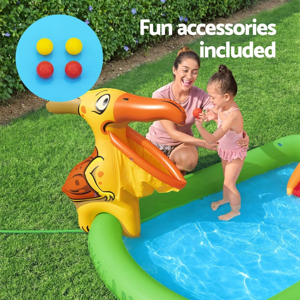Kids Inflatable Play Splash Pool with Slide Ball Tossing
