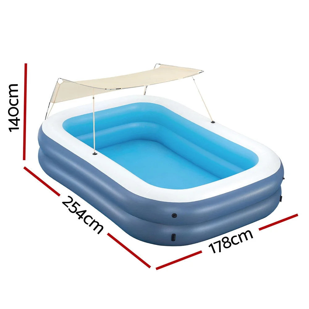 Kids Inflatable Pool Above Ground Splash Pool with Sunshade