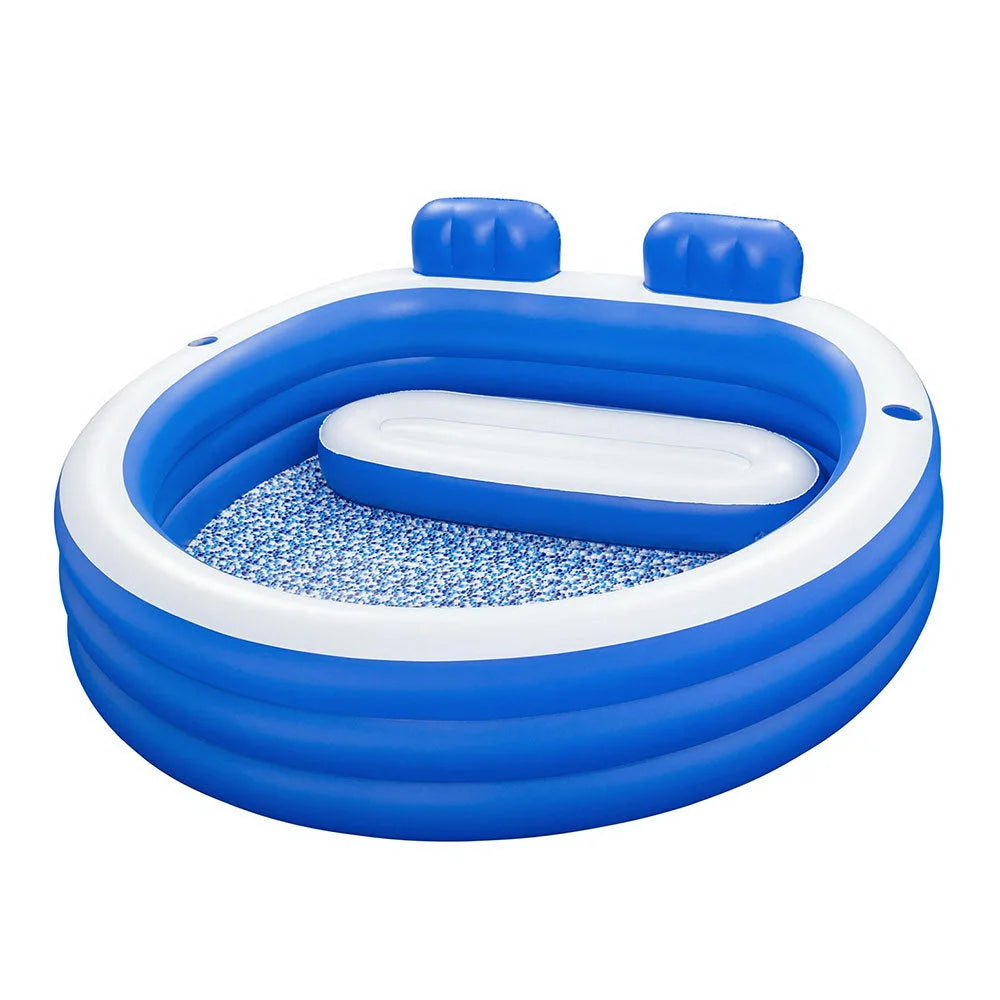 Kids Inflatable Pool Above Ground with Bench Seat Cup