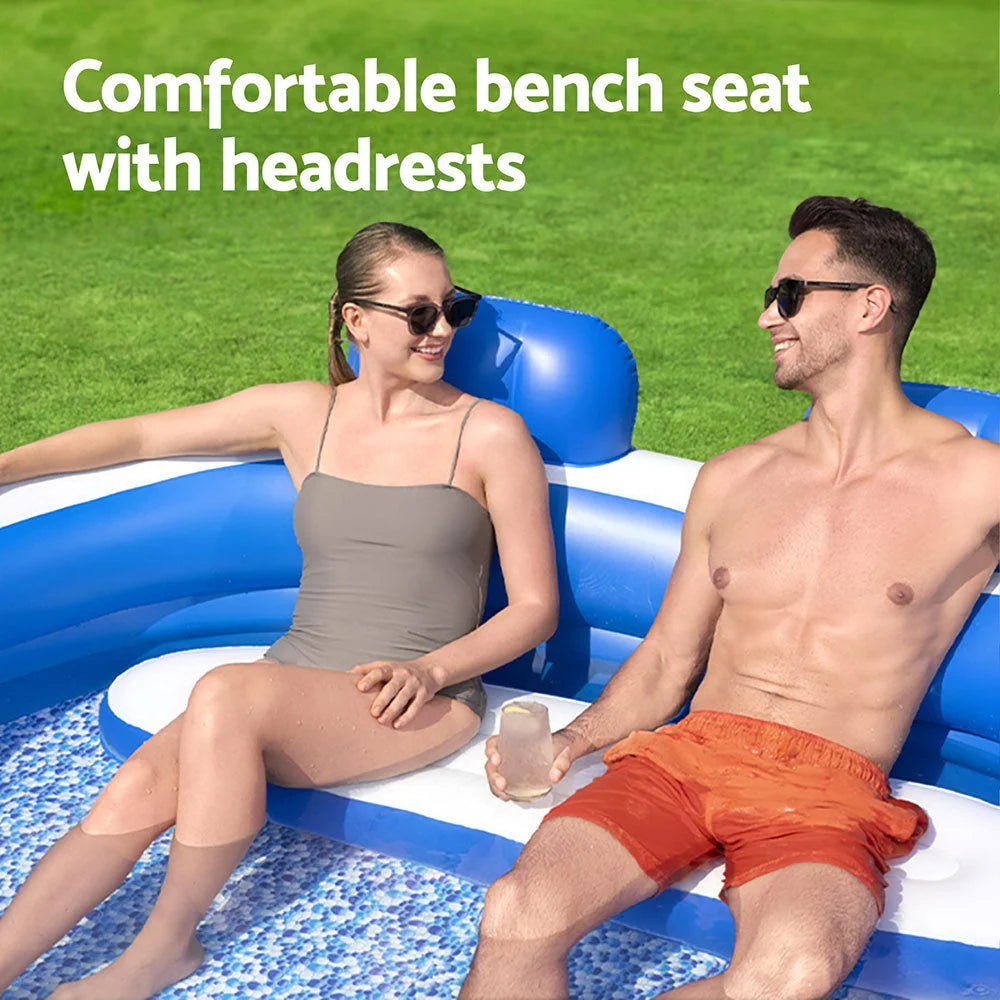Kids Inflatable Pool Above Ground with Bench Seat Cup