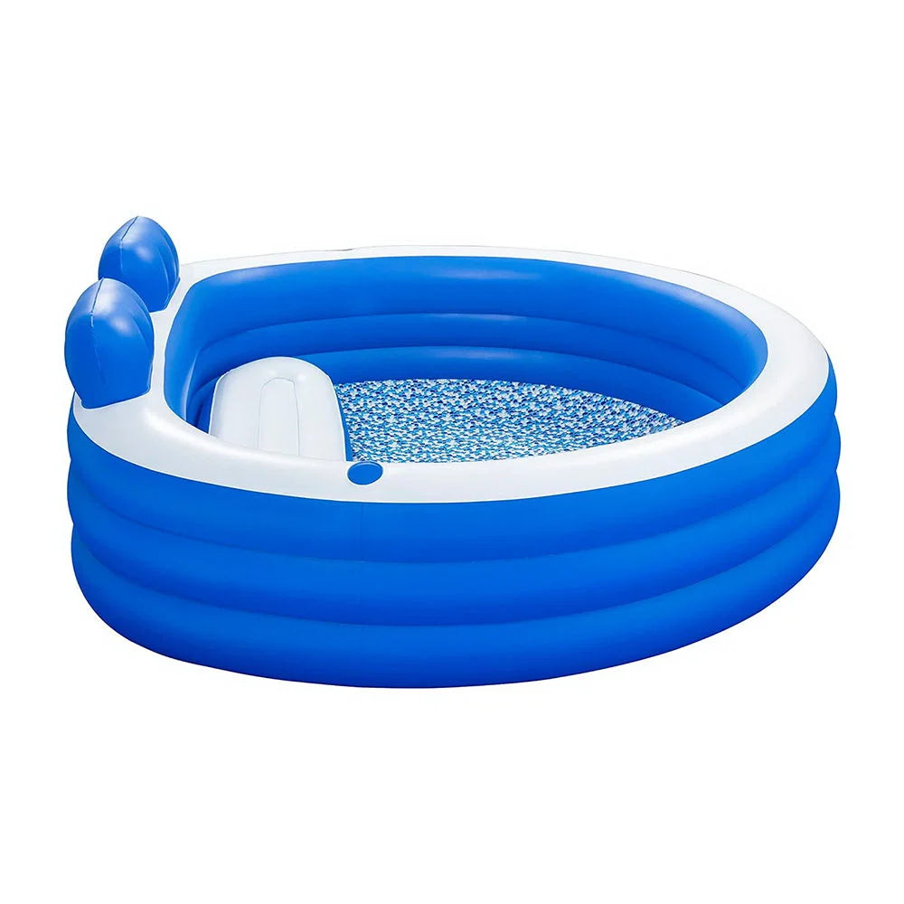 Kids Inflatable Pool Above Ground with Bench Seat Cup
