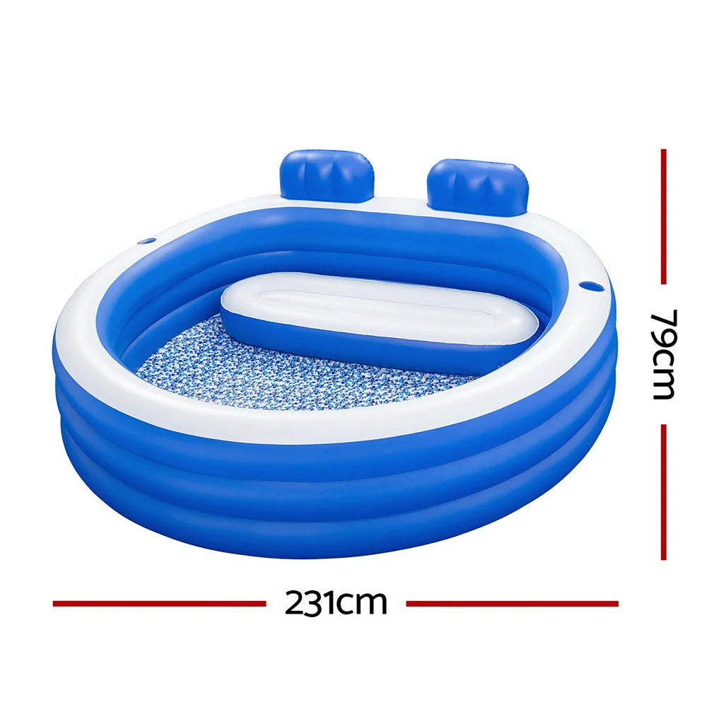 Kids Inflatable Pool Above Ground with Bench Seat Cup