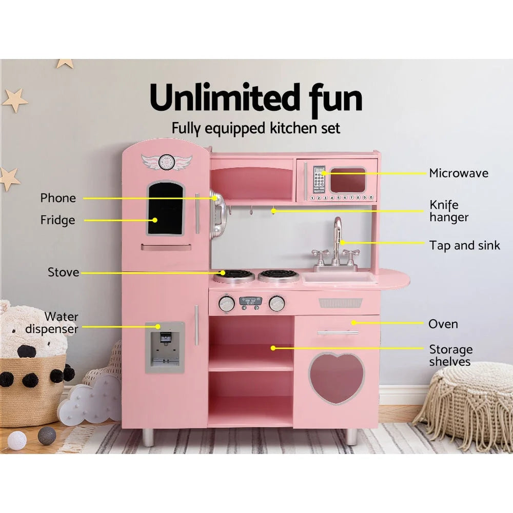 Kids Kitchen Play Set Wooden Pretend Toys Cooking Children