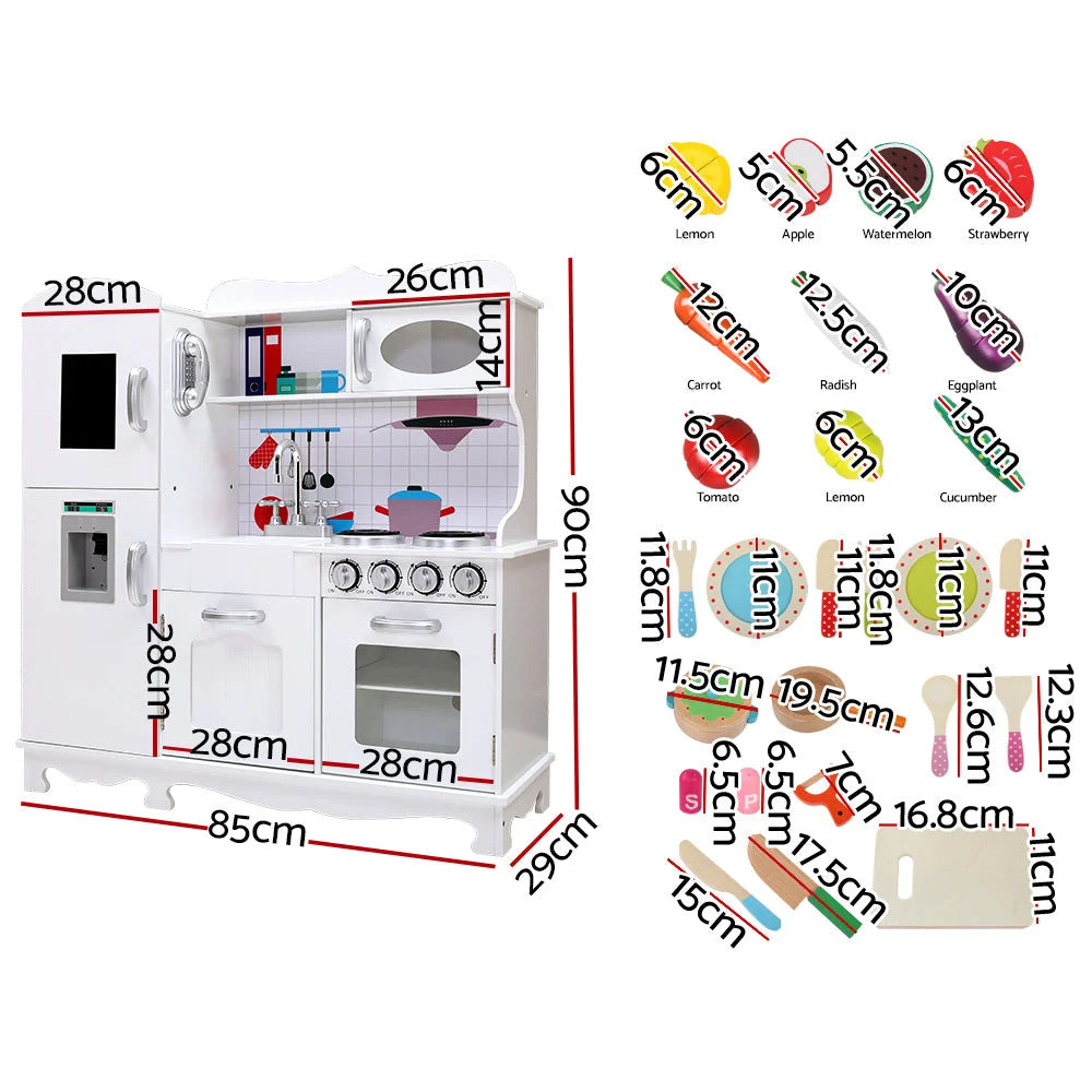 Kids Kitchen Play Set Wooden Pretend Toys Cooking Children