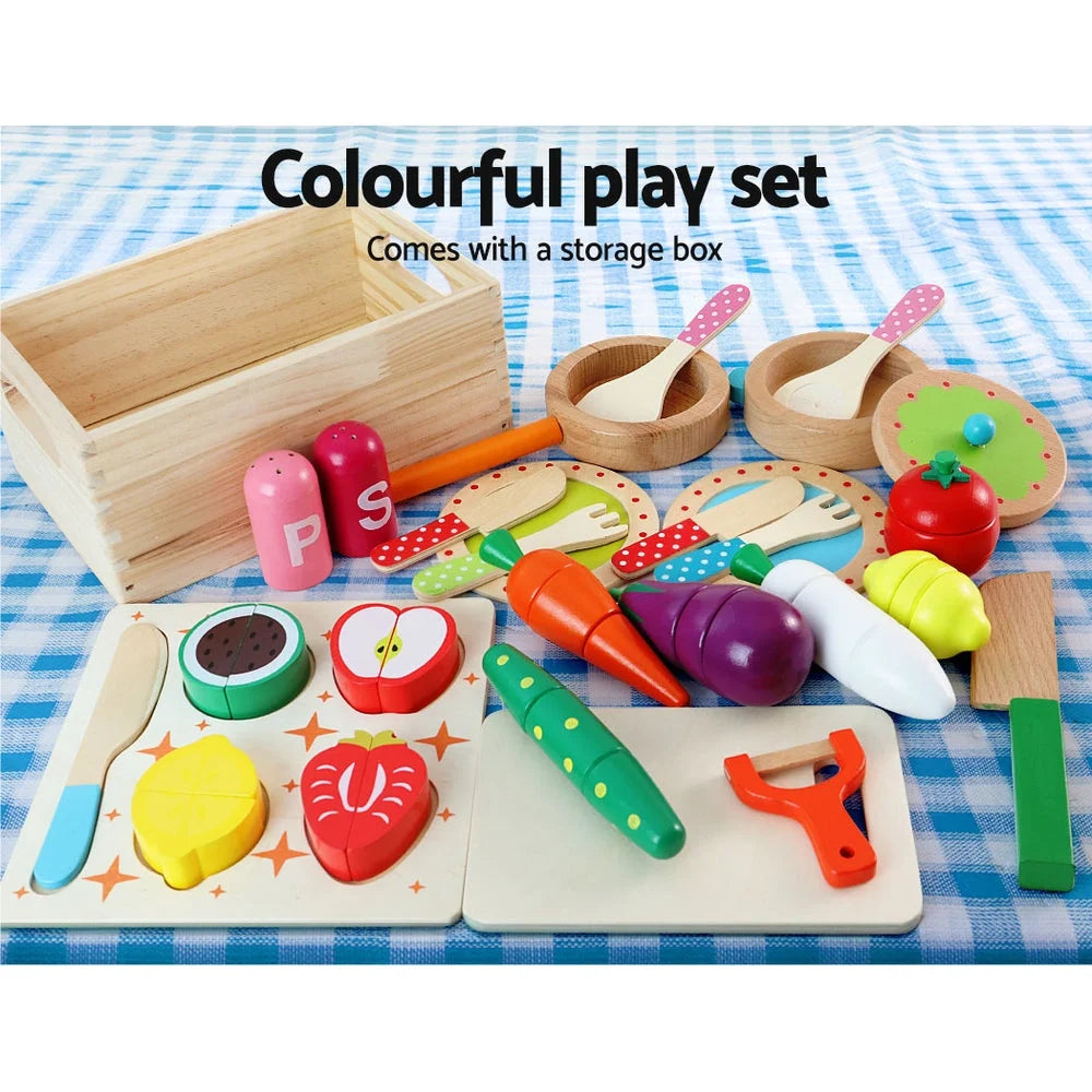 Kids Kitchen Play Set Wooden Pretend Toys Cooking Children