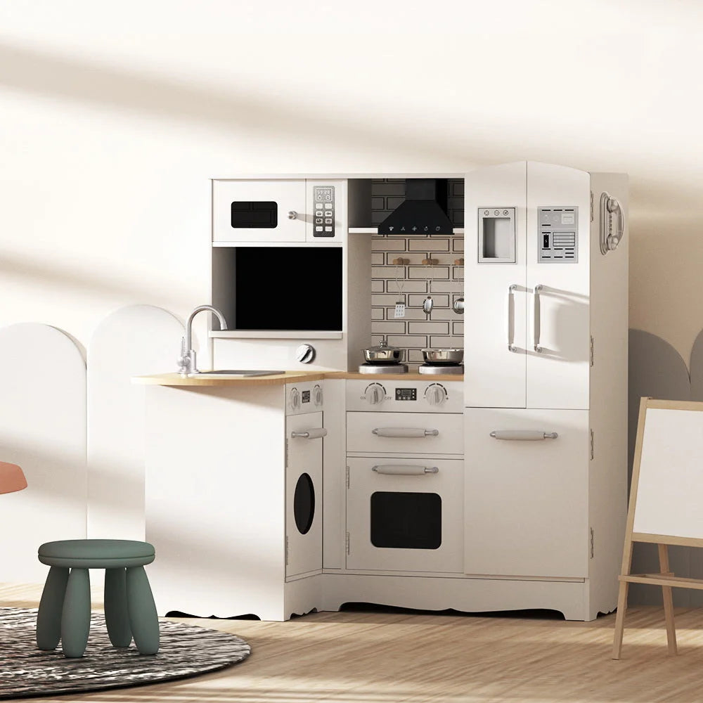 Kids Kitchen Play Set Wooden Pretend Toys Cooking