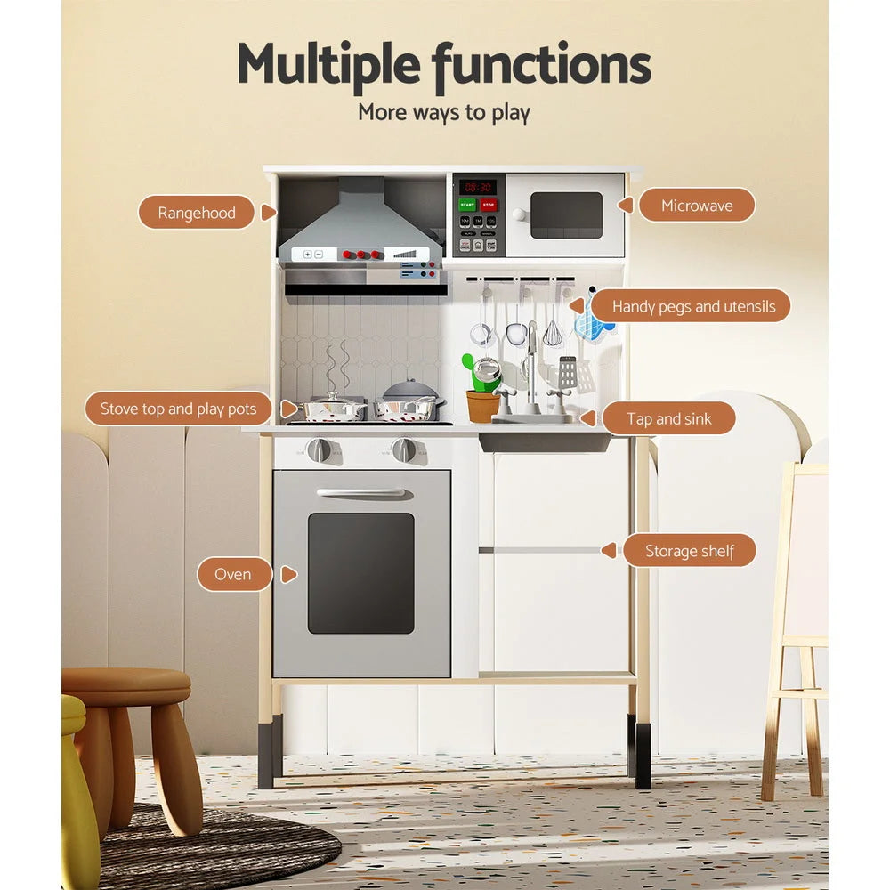 Kids Kitchen Set Pretend Play Wooden Toys Cooking Cookware