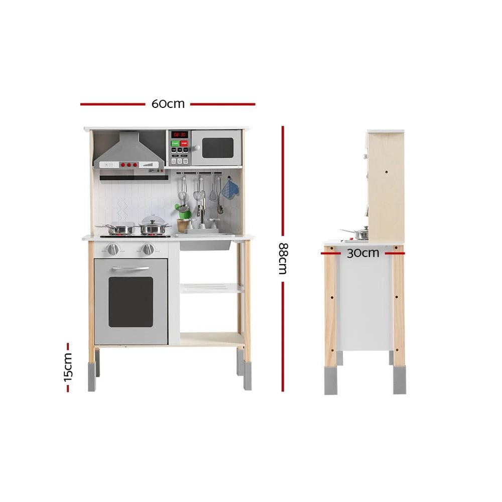 Kids Kitchen Set Pretend Play Wooden Toys Cooking Cookware