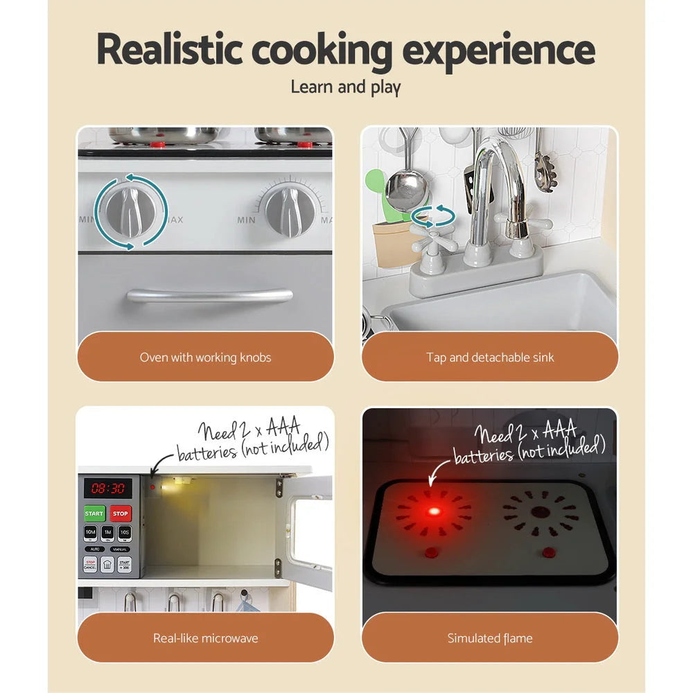 Kids Kitchen Set Pretend Play Wooden Toys Cooking Cookware