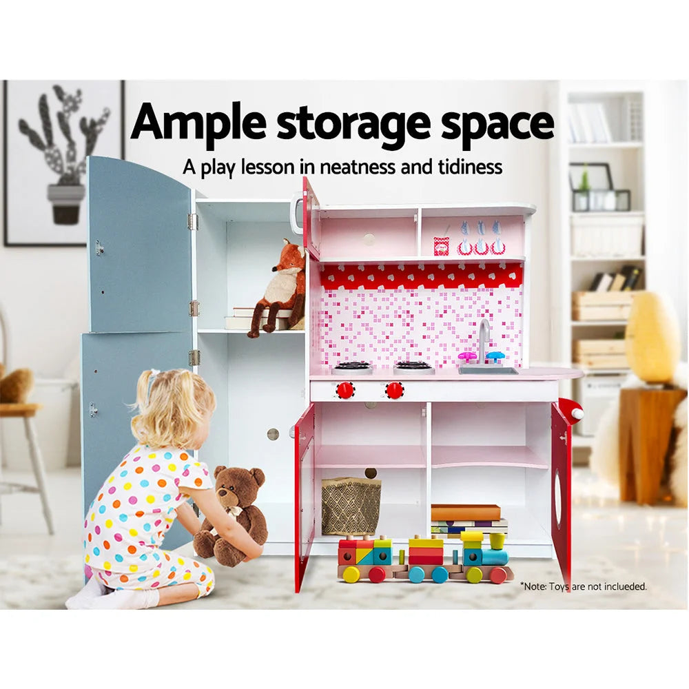 Kids Kitchen Set Wooden Pretend Play Cooking Toys