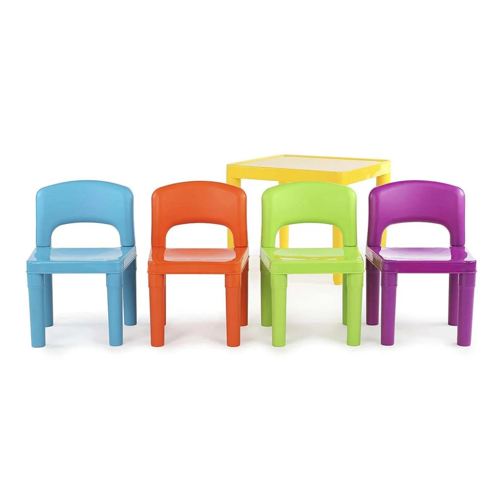 Kids Plastic Table & 4 Chairs Set 5-Piece